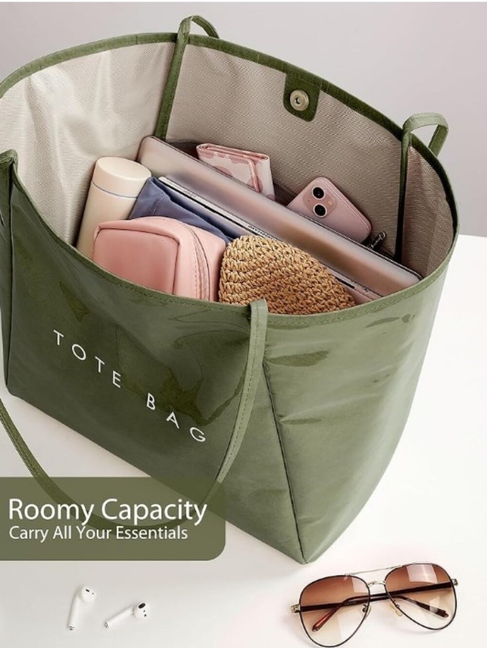 💙 2 For $85 Sage Jelly Tote Bag Large Clear Waterproof Beach Travel Shoulder - Picture 2 of 4